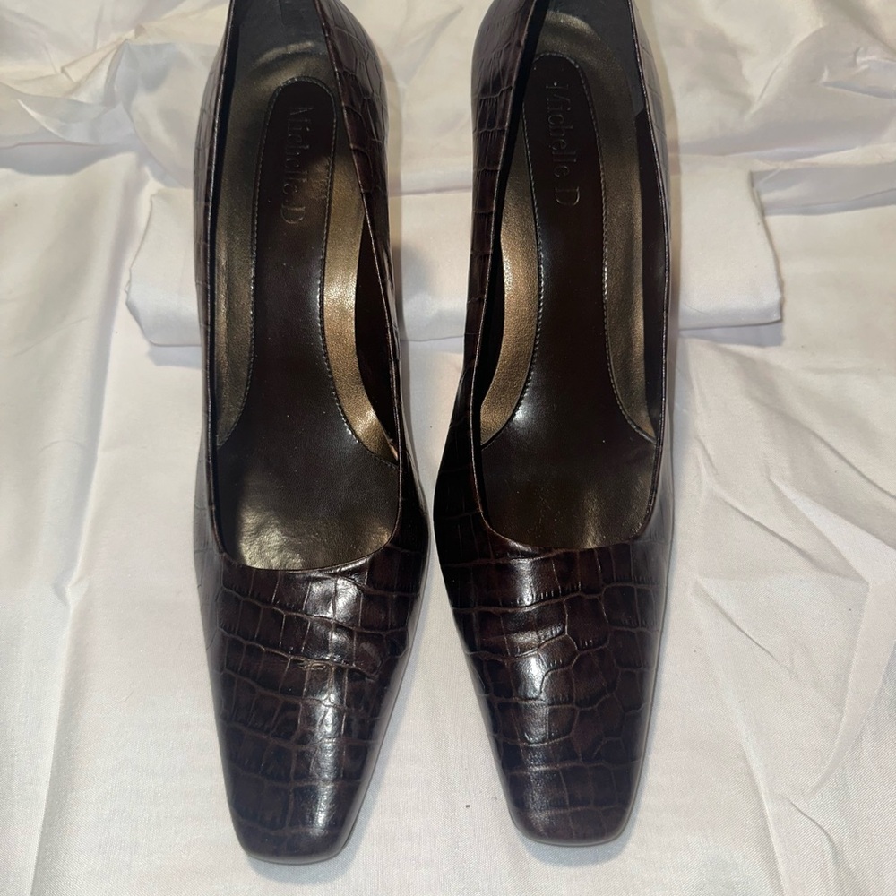 Michelle D Brown Crocodile Pattern Women's Heels